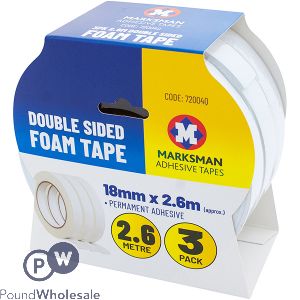 Marksman Double-sided Foam Tape 18mm X 2.6m 3 Pack