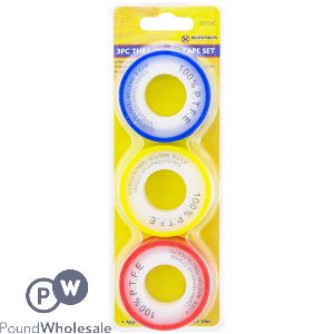 MARKSMAN ASSORTED PTFE THREAD SEAL TAPE SET 5M X 10M 3PC