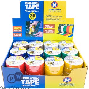 Marksman Insulating Tape 19mm X 20m Cdu Assorted Colours