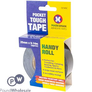 Marksman Pocket Tough Tape Roll 25mm X 9.14m