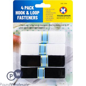 Marksman Black & White Hook & Loop Fasteners 2.5cm X 50m 4 Pack