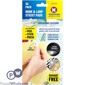 MARKSMAN HOOK &amp; LOOP STICKY PADS 22MM 36 PACK