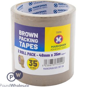 MARKSMAN BROWN PACKING TAPES 48MM X 35M 2 PACK