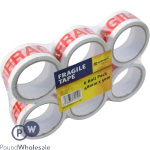 6pc Fragile Printed Tape Size 48mm X 50m