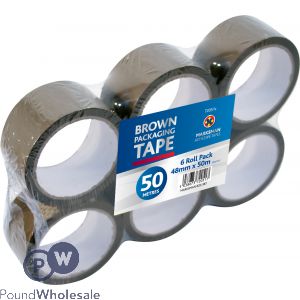 MARKSMAN BROWN PACKING TAPE 48MM X 50M 6 PACK