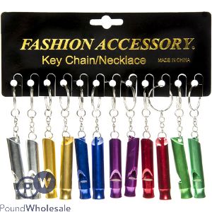 Fashion Key Chain Whistle Assorted Colours