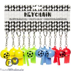Football Key Ring Whistle Assorted Colours