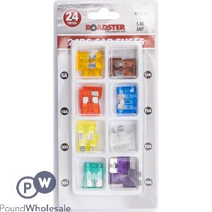 Roadster 5Amp-40Amp Car Fuses Assorted 24pc