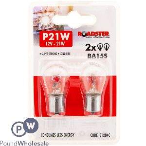 ROADSTER P21W 12V 21W BA15S CAR LIGHT BULB 2 PACK