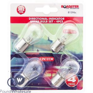 Roadster 12v/21w 382 Type Directional Indicator Brake Car Light Bulb Set 4pc