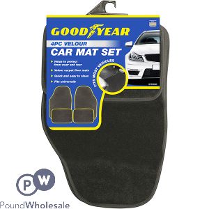 Goodyear Velour Car Mat Set 4pc