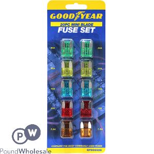 GOODYEAR MINI BLADE CAR FUSE SET 20PC