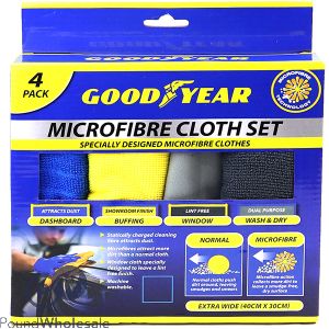Goodyear Microfibre Car Cloth Set 4 Pack