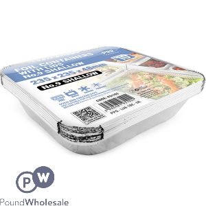 Pps Shallow Foil Food Containers With Lids 10 Pack 23.5cm X 23.5cm X 4.8cm