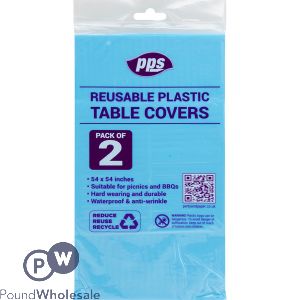Light Blue Plastic Party Table Covers 54&quot; X 54&quot; 2 Pack