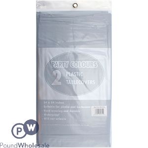 Silver Plastic Party Table Covers 54&quot; X 54&quot; 2 Pack