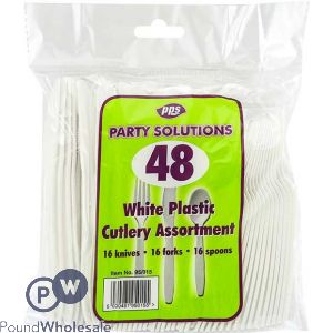 Plastic Assorted Cutlery White 48 Pack