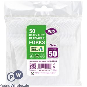 Pps Heavy Duty Reusable Clear Plastic Forks 50 Pack