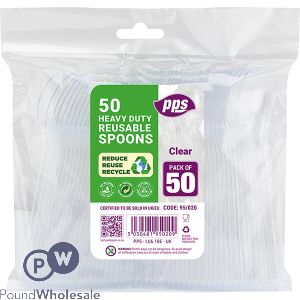 Pps Heavy Duty Reusable Clear Plastic Spoons 50 Pack