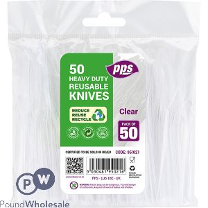 Pps Heavy Duty Reusable Clear Plastic Knives 50 Pack