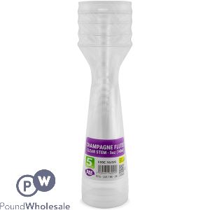 Pps Clear Stem Plastic Champagne Flute 140ml 5 Pack