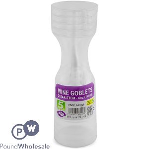 Pps Clear Stem Plastic Wine Goblets 170ml 5 Pack