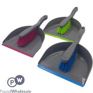 Dust Pan & Brush Grey 3 Assorted