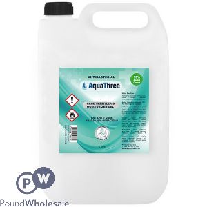 Aquathree 70% Alcohol Antibacterial Hand Sanitiser & Moisturiser Gel 5l