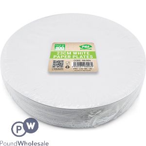 Pps 23cm White Paper Plates 100 Pack