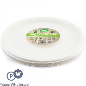 Pps Eco-friendly Disposable White Bagasse Plates 26cm 6 Pack