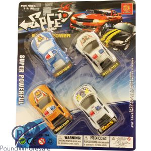 Super Speed 4pc Police Car Set (approx 25.5cm X 20.5cm)