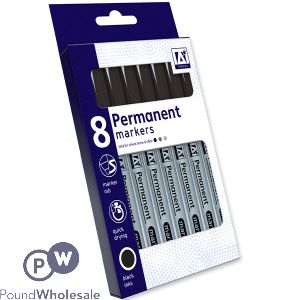 Permanent Markers Black Set 8 Pack
