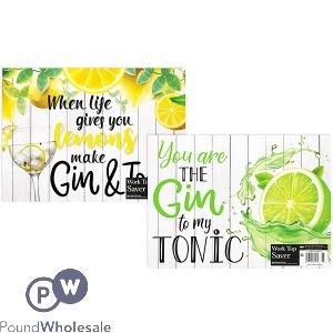 Glass Gin & Tonic Worktop Saver 2 Assorted 25cm X 18cm