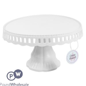 WHITE PLASTIC CAKE STAND 28CM X 17CM