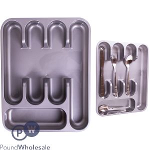 Plastic Silver Cutlery Tray 34 X 26.5 X 5cm