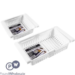 COOKHOUSE WHITE EXTENDABLE FRIDGE STORAGE BASKET 28.5CM