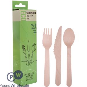 Bello Biodegradable Wooden Cutlery 15pc