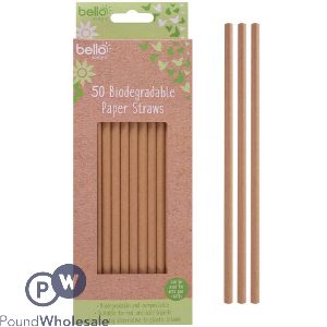 Bello Biodegradable Paper Straws 50 Pack