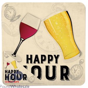 Happy Hour Beer Mat Coasters 10cm 10 Pack