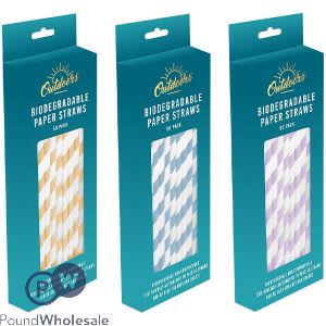 Bello Biodegradable Paper Straws 50 Pack Assorted Colours