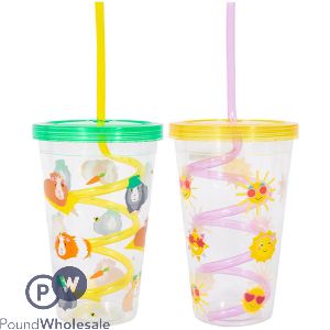 Bello Crazy Straw Party Tumblers 650ml Assorted