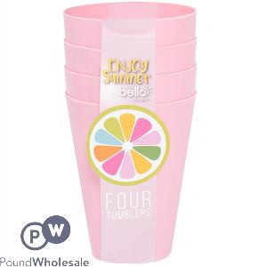 Bello Pink Plastic Tumblers 300ml 4 Pack