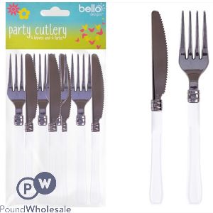 Bello White Plastic Cutlery Set 8pc