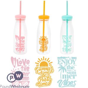 Bello Plastic Summer Bottles With Straw 525ml Assorted