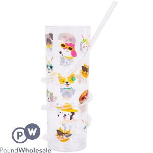 Bello Plastic Kids Animals Crazy Straw Tumbler 400ml