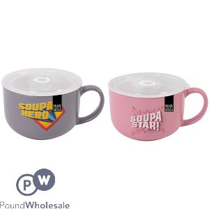 Mad About Mugs Lidded Soup Mug 25oz Assorted Colours