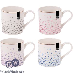 Mad About Mugs New Bone China Hearts Gold Rim Mug 13oz Assorted Colours
