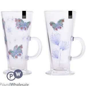 Mad About Mugs Printed Glass Latte Mug 300ml Assorted