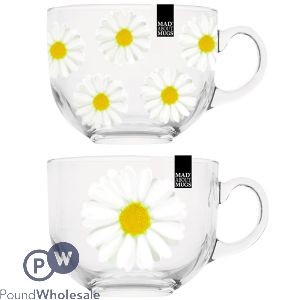 Mad About Mugs Glass Daisy Printed Mug 15oz Assorted