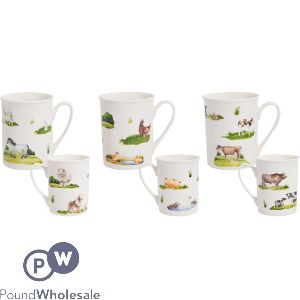 Mad About Mugs New Bone China Straight-sided Farm Animal Mug 12oz Assorted